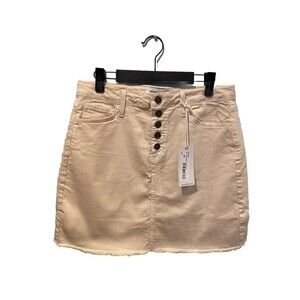 Just Black Cream Button-Front Mini Skirt